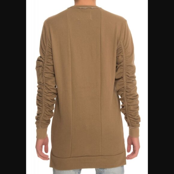 Kollar Clothing Mens The Haxton Crewneck Sweater in Earth Brown Utility Long Hem - Picture 4 of 7
